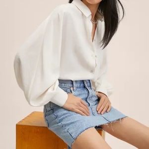 NWT Denim miniskirt with frayed hem